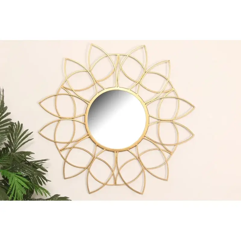 Crafts Factory direkt angepasste moderne Dekoration Gold Luxus geometrische Formen Runde Metall wand Akzent Spiegel für Wohnzimmer
