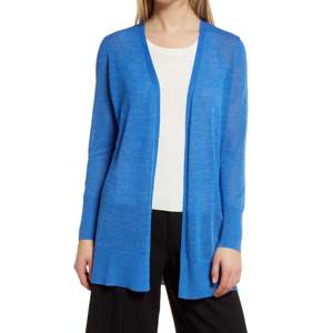 Cardigan Casual Blue Palace con Spacco Laterale in Lana, Taglia Piccola, Motivo Stampato - Product Image 4