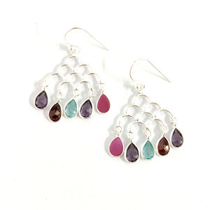 Boucles d'oreilles chandelier tendance multi-pierres 4,4 grammes - Product Image 1