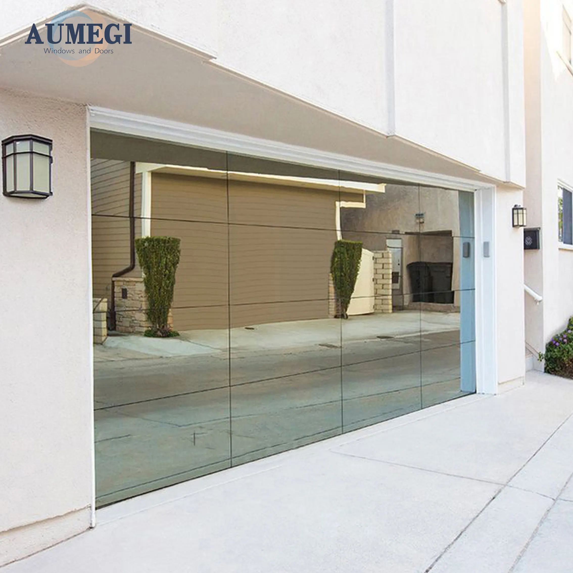 Толщина стенки Aumegi 2,0 мм алюминиевая стеклянная дверь гаража боковая открытая моторная дверь гаража промышленные автоматические двери гаража