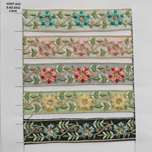 Dentelle brodée florale colorée - Product Image 1