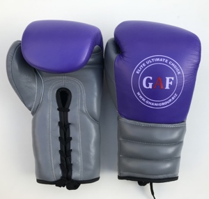 GAF Vente en gros Gants de boxe noirs de haute qualité de 12oz Gants de boxe en cuir à lacets pour adultes professionnels Logo personnalisé - Product Image 3