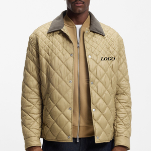 เสื้อแจ็คเก็ตผู้ชายแบบควิลท์ คอปกผ้าลูกฟูก ดีไซน์และสีโลโก้ตามสั่ง / แขนยาว ดีไซน์สีพื้น ปิดด้วยกระดุม - Product Image 1