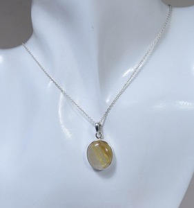 จี้แฟชั่น rutile สีทอง925สเตอร์ลิงเงินจี้อัญมณีทำด้วยมือเครื่องประดับออกแบบทรงกลมของขวัญจี้สำหรับเธอ - Product Image 4