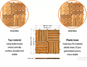 Azulejos de cubierta entrelazados de madera maciza a prueba de agua de diseño contemporáneo, baldosas antideslizantes de fácil instalación para interiores y exteriores - Product Image 4