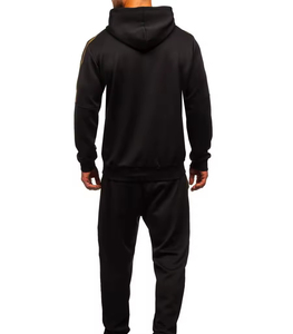Custom 100% Cotton Black Training Tracksuit for Men | Two Piece Sportswear Sweatsuit Set for Gym and Casual Wear - Product Image 5