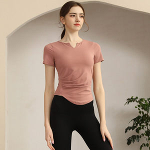 Personalizado con cuello en V Slim Fitness Running camisetas para mujeres señoras de secado rápido deportes gimnasio Yoga camiseta para hombres - Product Image 4