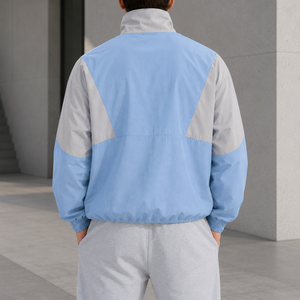 Chaqueta Cortavientos Ligera Personalizada OEM para Hombre, Impermeable, Resistente al Viento, para Correr al Aire Libre, con Media Cremallera, Estilo Anorak, con Bloques de Color, Proveedor - Product Image 2