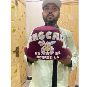 Fez maçonnique Shriner avec nom ZEM, personnalisé, brodé de strass, taille, casquette, ordre du fez, avec échantillons, meilleure qualité - Product Image 2
