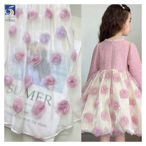 YX1414 <span class=keywords><strong>Tela</strong></span> de Organza Líquida de 150 g/m² <span class=keywords><strong>para</strong></span> Vestidos de Verano 2026, con <span class=keywords><strong>Bordado</strong></span> 3D de Flores de Rosa, 1 Yarda - Product Image 3