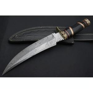 Cuchillo Bowie de caza de acero de Damasco hecho a mano personalizado con mango de cuerno de agarre cómodo compatible con OEM - Product Image 6