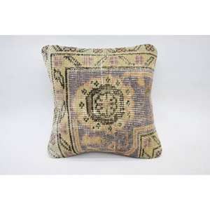 Bohemian Vintage Floral Kantha Patchwork Wool Pillow 12x12 Inch Beige Cushion Plain Woven Decorative Floor Cushion <b>18x18</b> Print - Product Image 1