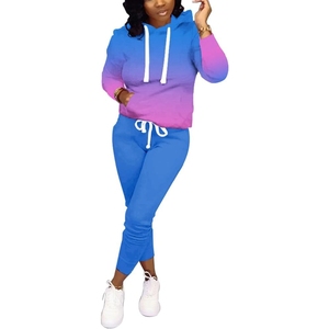 Survêtement à séchage rapide pour femmes pour l'extérieur Design personnalisé Ensemble de vêtements décontractés en deux pièces Ensemble de survêtement à capuche avec pantalon à cordon de serrage - Product Image 1