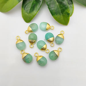 Colgante de Crisoprasa de 8-10 mm, Plata de Ley 925 con Baño de Oro, Dijes de Joyería de Moda al por Mayor - Product Image 1