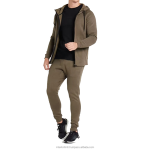 Chándales Deportivos de Alta Calidad al por Mayor, Estilo Vintage, para Gimnasio, Color Sólido, Corte Regular, con Capucha y Cierre de Cremallera, para Hombre - Product Image 1