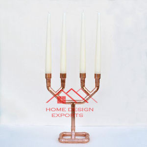 Candelabro Menorah Religioso de Metal de Alta Gama con Acabado en Cobre y Diseño Atractivo para Uso en Iglesias - Product Image 1