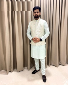 Tissu en soie de coton de qualité supérieure pour homme avec broderie de fils multicolores Nouvelle collection de vêtements indiens et pakistanais Vente en ligne - Product Image 2