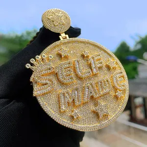 Colgante Personalizable de Plata 925 con Incrustaciones de Moissanita, Corte Brillante, Estilo Diamante, Vintage, Hip Hop, Chapado en Oro Rosa - Product Image 6