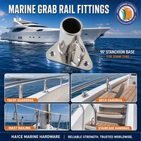 Support de mât de bateau en acier inoxydable avec base triangulaire, 90 degrés, 25mm(1 pouce)