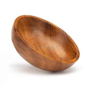 Bol de service en bois au design élégant, bol rond en bois naturel pour salade et fruits, pour une utilisation en cuisine, bol en bois multi-usages - Product Image 2