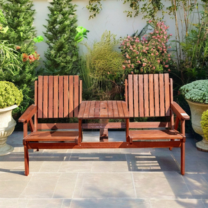 Banc de jardin personnalisé en bois massif de style farmhouse moderne, 2 places, écologique, durable, résistant à l'eau, pour usage extérieur, patio, parc, hôtel - Product Image 1
