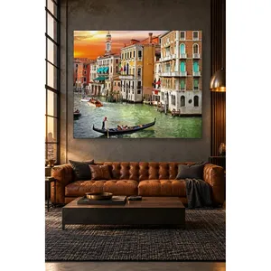Impression sur toile d'une gondole Fida sur le canal de Venise au coucher du soleil - Product Image 3