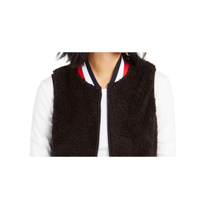Gilet Invernale da Donna Tommy Hilfiger Nero Taglia M con Cappuccio, Colletto Ricamato, Tessuto Lavorato a Maglia Vintage Impermeabile - Product Image 2