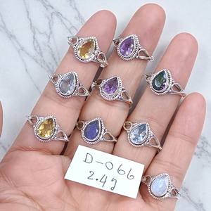 Anillo de Plata de Ley 925 con Corte de Pera y Múltiples Gemas Personalizadas, Anillo de Vástago Dividido, Joyería Hecha a Mano al por Mayor, Diseño Sencillo, Anillo de Boda Estilo Boho - Product Image 2