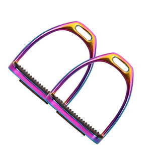 Estribos de Acero Inoxidable Duraderos con Acabado Arcoíris Premium de Surtech International, Almohadilla Antideslizante para Jinete, Diseño Moderno - Product Image 5