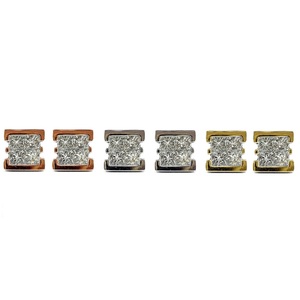 Boucles d'oreilles clous modernes en or blanc massif 18 carats de haute qualité avec logo personnalisé, forme coussin, diamants véritables, tendance, pour femme, idéales pour les soirées - Product Image 4