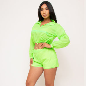 Women's Custom Logo Breathable Polyester Fabric Windbreaker Shorts Set Plus Size Autumn Terzo Sports Windbreaker Summer Shorts - Product Image 5