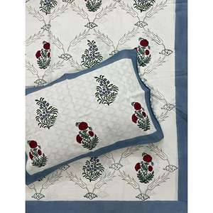 Hand Block Printed King Size 100% Cotton Double Bedsheet Pillow Cover Eco-Friendly Floral <b>Comforter</b> <b>Set</b> for Home 3 Pcs <b>Set</b> - Product Image 1
