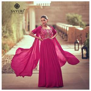 Dernière Designer Faux Georgette Broderie Séquence Travail Anarkali Robe Par Fab Zone - Product Image 4