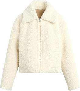 Chaqueta de Forro Polar Sherpa de Primera Calidad para Mujer, Transpirable, Ligera, Tejida con Forro de Poliéster Cálido, Decoración de Bolsillos, MOQ Bajo - Product Image 2