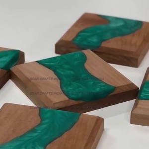 Home Creative Resin Wooden Coaster Round square Coaster <b>Custom</b> <b>Cup</b> Coaster for Offices Home Hotels Christmas Wedding Parties - Product Image 6