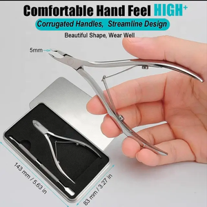 Tondeuse de manucure en acier inoxydable argenté de 5mm, coupe-cuticules pointus avec poussoir à cuticules, ensemble de pédicure - Product Image 5