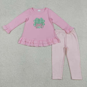 Vêtements pour filles RTS Boutique, tenues pour filles, nœuds de la Saint-Patrick, broderie de feuilles, volants, vêtements pour bébés filles, vente en gros de vêtements pour enfants - Product Image 2