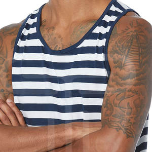 Débardeur en polyester/coton tricoté sans couture respirant pour homme Marque privée avec design de course musclée - Product Image 3