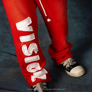 Conjunto de sudadera con capucha y pantalones de chándal con cremallera y parche bordado desgastado personalizado unisex, chándal pesado de invierno lavado ácido - Product Image 2