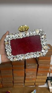 custom made ocean blue coloured resin clutches with embellished crystals for fashion accessory stores for resale - Product Image 4