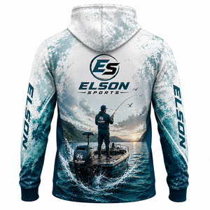 Custom New Design <b>Men</b> UPF 50 Hooded With <b>Face</b> <b>Mask</b> Custom Printing Fishing Shirts Made By Elson Sports - Product Image 2