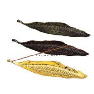 Juego de 3 candelabros de cera con diseño de hoja grande de aluminio fundido y quemador Bakhoor de incienso de fusión de la India al precio más barato - Product Image 1