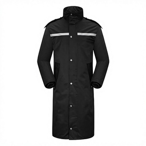 Premium Waterproof Polyester Classic Long Rain <b>Jacket</b> with Reflective Black Details and <b>Packable</b> Hood for Men and Women - Product Image 1