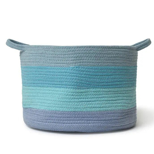Nouvelle arrivée la plus vendue corde en pur coton tissée avec poignée panier de rangement de taille personnalisée pour les accessoires de bureau à domicile utilisation déco - Product Image 4
