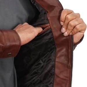 Veste de motard en cuir véritable pour homme, sur mesure, col montant, logo frontal, écologique, imperméable, fournisseur en gros du Pakistan - Product Image 3