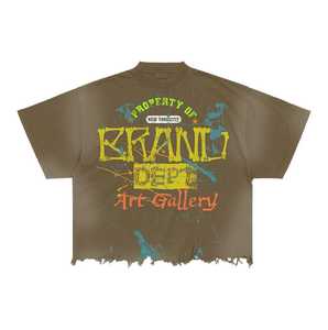 100% coton de qualité supérieure hommes surdimensionné tendance Fit détresse bas T-Shirt personnalisé bouffée impression bas quantité minimale de commande Logo personnalisé - Product Image 2