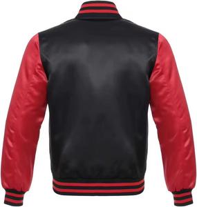 Chaqueta Bomber Varsity de béisbol personalizada para hombre, chaqueta de satén con forro acolchado, logotipo bordado, cuello levantado, Material de lona para invierno - Product Image 4