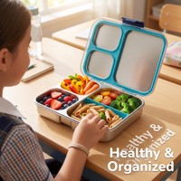 Boîte à lunch isotherme pour tout-petits en acier inoxydable de 800 ml avec compartiments, anti-fuite, micro-ondable, pour aliments chauds/froids