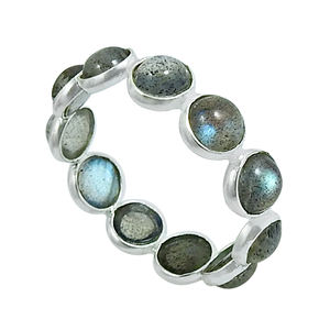 Piedra preciosa de labradorita de Fuego Azul, anillo de banda bonita de forma redonda, joyería hecha a mano de Plata de Ley 925 para uso diario, joyería fina - Product Image 1