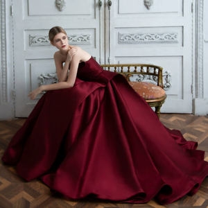 Élégante <span class=keywords><strong>robe</strong></span> de mariée bordeaux à une épaule pour <span class=keywords><strong>femme</strong></span> à la mode grandes tailles pour un usage quotidien - Product Image 4